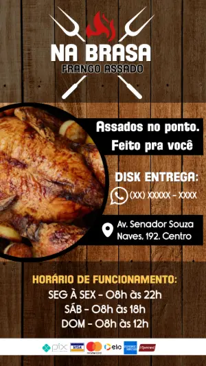 Flyer Editável para Frango Assado: Divulgue seu Restaurante