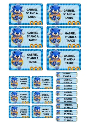 Etiquetas Escolares Sonic Filme Modelo Editável para Imprimir