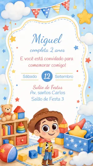 Invitation d'anniversaire Toy Story – Statique – CollorGraph EDITOR