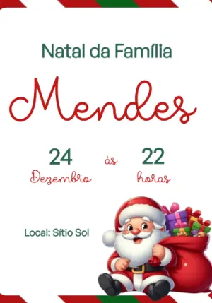 Convite de Natal com Papai Noel Clássico para Editar Online