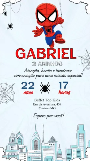 Vídeo Convite Animado Homem-Aranha Chibi para Editar