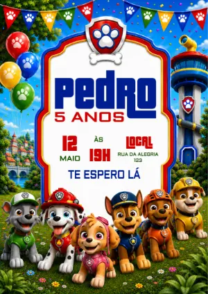 Invito di compleanno Paw Patrol – Statico – KC Design
