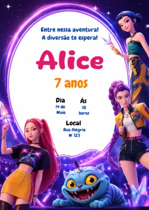 Invitation d'anniversaire KPop Demon Hunters – Statique – KC Design