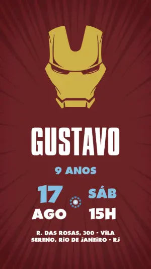Convite Aniversário Homem de Ferro para Editar Online