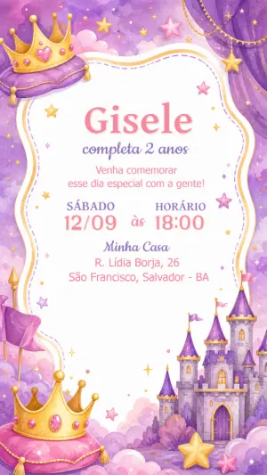 Invitación de cumpleaños Princesas – Estático – CollorGraph EDITOR