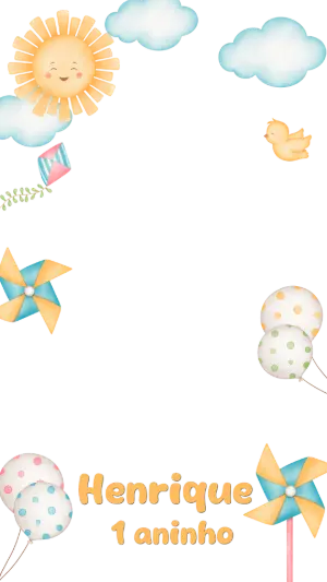 Moldura para Story Aniversário Infantil Céu Divertido