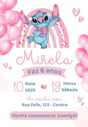 Invitación de cumpleaños Stitch – Estático – Convites e Artes Digitais