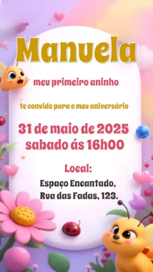 Invitación de cumpleaños Jardín encantado – Estático – Convites Digitais Exclusivos