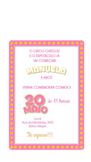Convite Animado Aniversário Circo Rosa para Editar Online