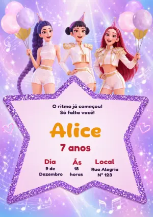 Invitation d'anniversaire KPop Demon Hunters – Statique – KC Design