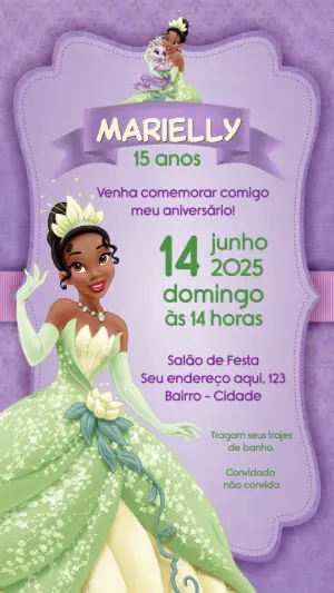 Invitación de cumpleaños Princesas – Estático – Convite digital - Edite você mesmo