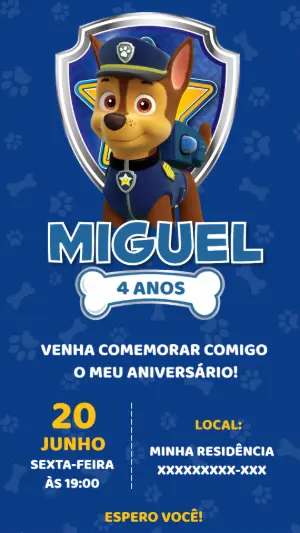Invito di compleanno Paw Patrol – Statico – Tali Convites