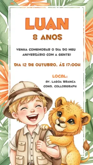Safari Birthday Invitation – Static – CollorGraph Convites