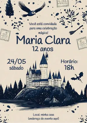 Convite de Aniversário Harry Potter Editável Online