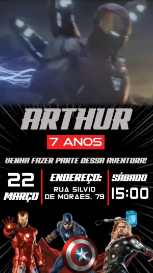 Convite Animado Vingadores para Editar | Aniversário Infantil