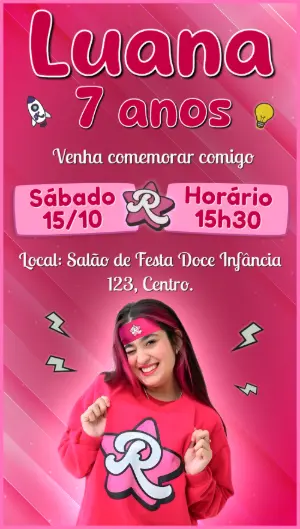 Convite de Aniversário Emilly Vick com Foto para Editar