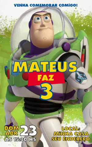 Convite de Aniversário Buzz Lightyear Editável