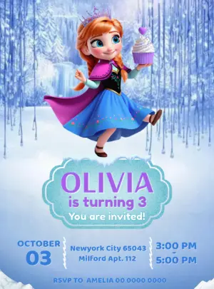 Frozen Birthday Invitation with Anna to Edit Online