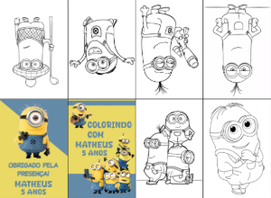 Livro de Colorir Minions para Aniversário Editável Online