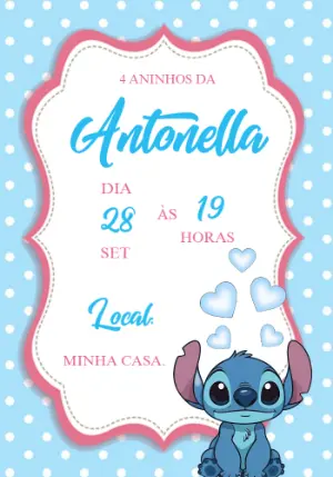 Invitación de cumpleaños Stitch – Estático – Priscila