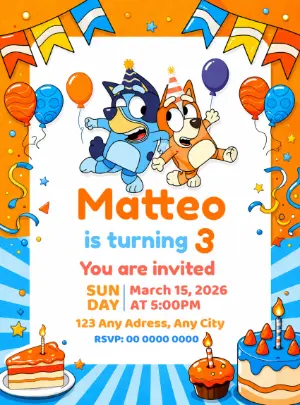 Bluey and Bingo Birthday Invitation | Editable Digital Template