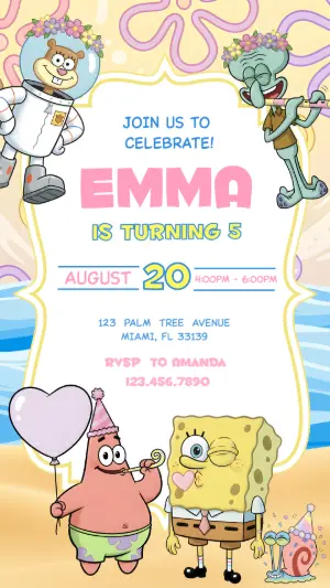 SpongeBob SquarePants Birthday Invitation | Editable Template