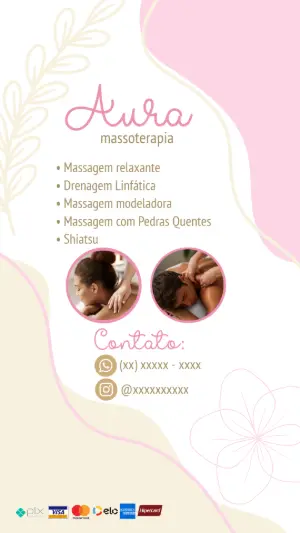 Cartão de Visita Massoterapia Delicado para Editar Online