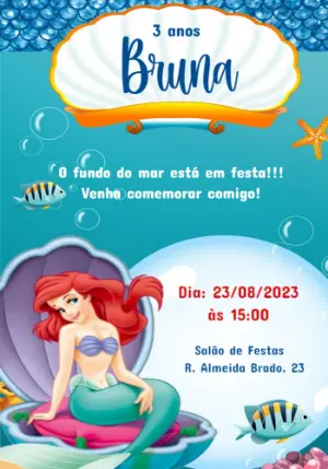 Invitación de cumpleaños La Sirenita – Estático – Convites Personalizados