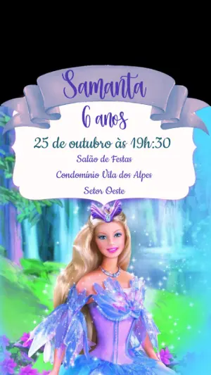 Convite Animado Aniversário Barbie Lago dos Cisnes para Editar