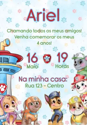 Invito di compleanno Paw Patrol – Statico – Convites e Artes Digitais