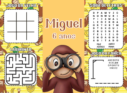 Revistinha de Jogos George o Curioso Aniversário Editável
