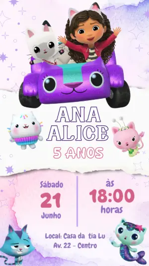 Convite Aniversário A Casa Mágica da Gabby para Editar