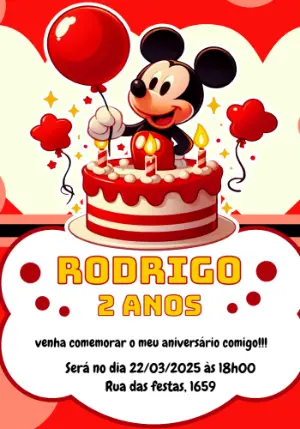 Invitación de cumpleaños Mickey Mouse – Estático – Crazyume Designer