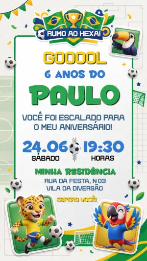 Soccer Birthday Invitation – Static – Convide aê!