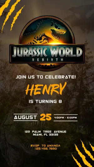 Editable Jurassic World Birthday Party Invitation Template