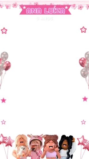 Moldura Aniversário Roblox Menina para Stories Editável