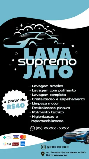 Cartão de Visita Digital para Lava Jato Editável Online
