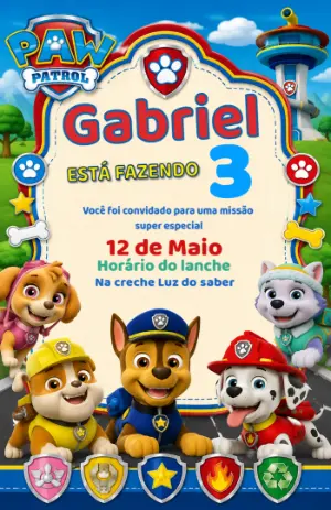 Invito di compleanno Paw Patrol – Statico – Mais Gráfica