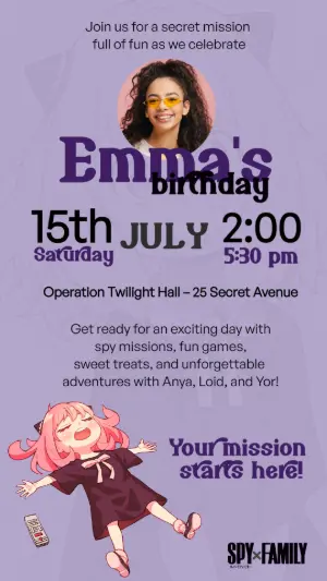 Spy x Family Birthday Invitation Editable Template