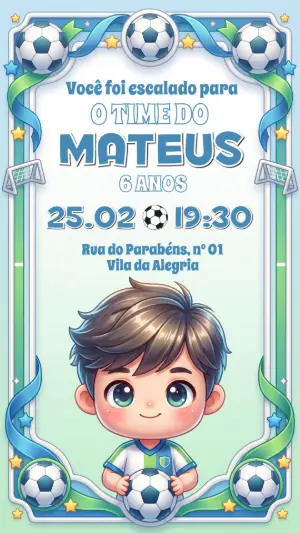 Soccer Birthday Invitation – Static – Festôu Convites