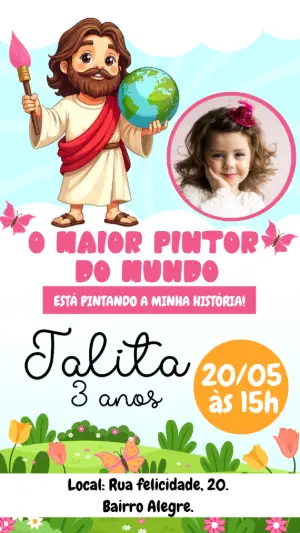 Convite Aniversário O Maior Pintor do Mundo com Foto para Editar