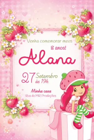Convite Digital Moranguinho Festa Infantil Editável