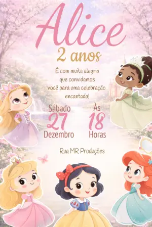 Invitación de cumpleaños Princesas – Estático – Michelle 