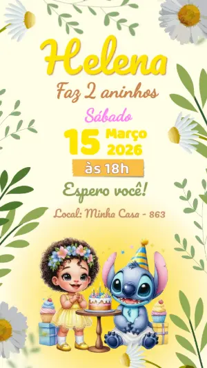 Stitch Birthday Invitation – Static – Color Art Studio