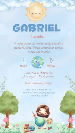 Vídeo Convite O Maior Pintor do Mundo para Aniversário Cristão