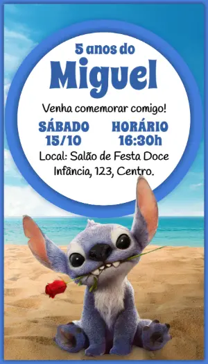 Invitación de cumpleaños Stitch – Estático – Idesign Personalizados