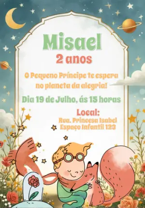 Convite Aniversário Pequeno Príncipe Editável Online
