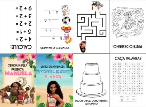 Livro de Atividades Moana para Aniversário para Editar Online