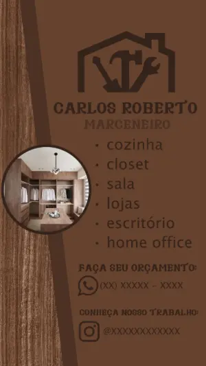 Cartão de Visita Marcenaria com Textura de Madeira para Editar