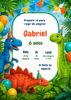 Invitación de cumpleaños Dinosaurio – Estático – KC Design